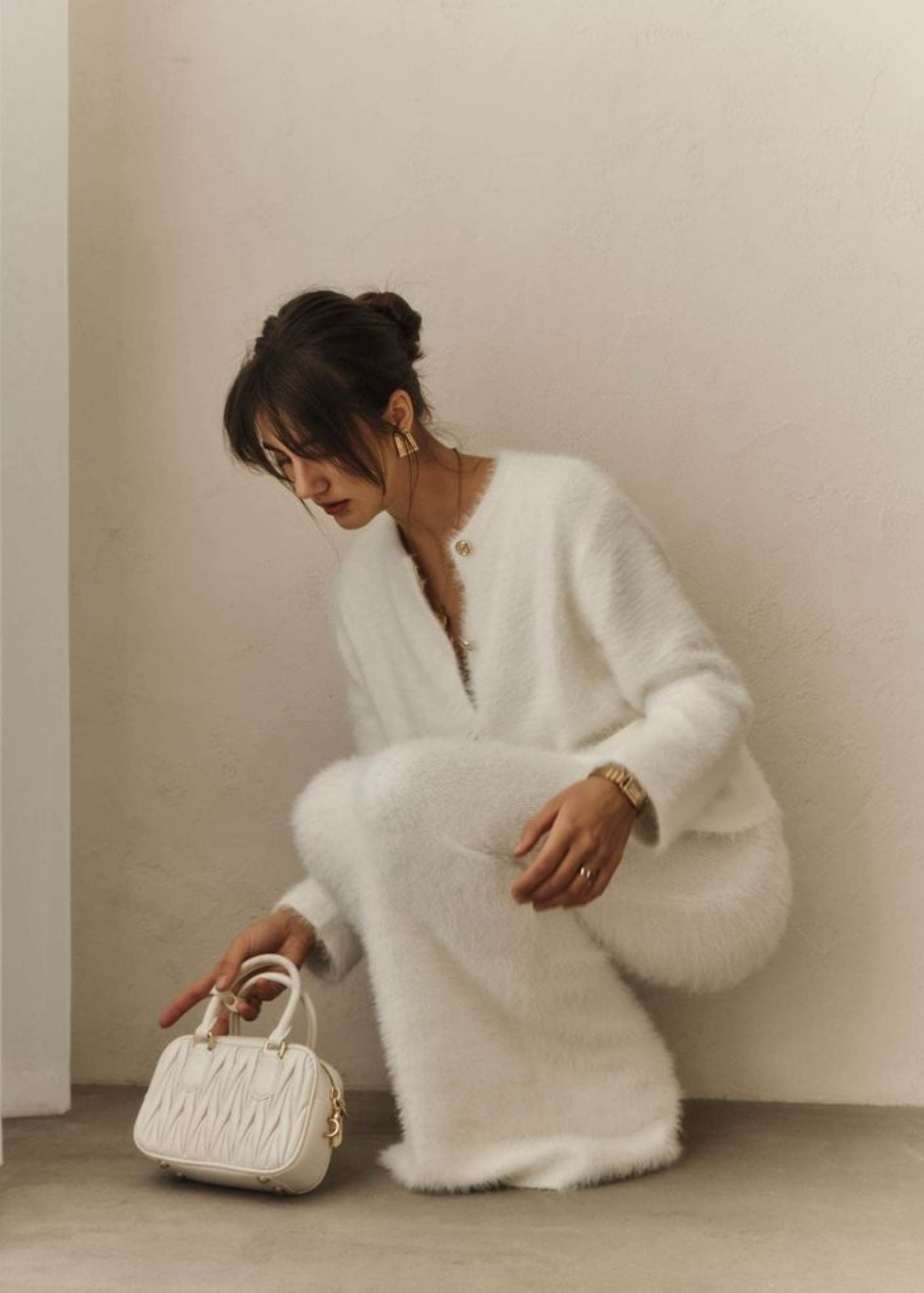 Mohair Cardigan and Maxi Skirt Set